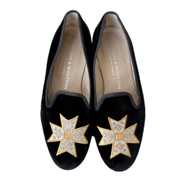 Stubbs & Wootton Embroidered Velvet Flats Size 6.5 - Picture 2 of 12